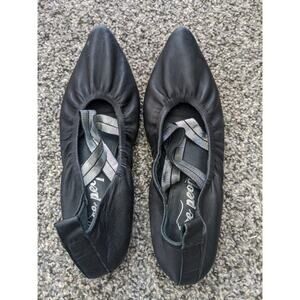 Free People Cara Ballet Flats Black Leather Size 38 Dress Slippers